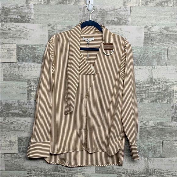 Tibi Kaia Stripe Belt Neck Shirt NWT - Picture 3 of 6